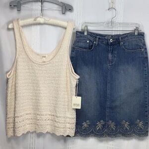 a.n.a Cotton Knit Crochet Sweater Tank Top Sz.XL